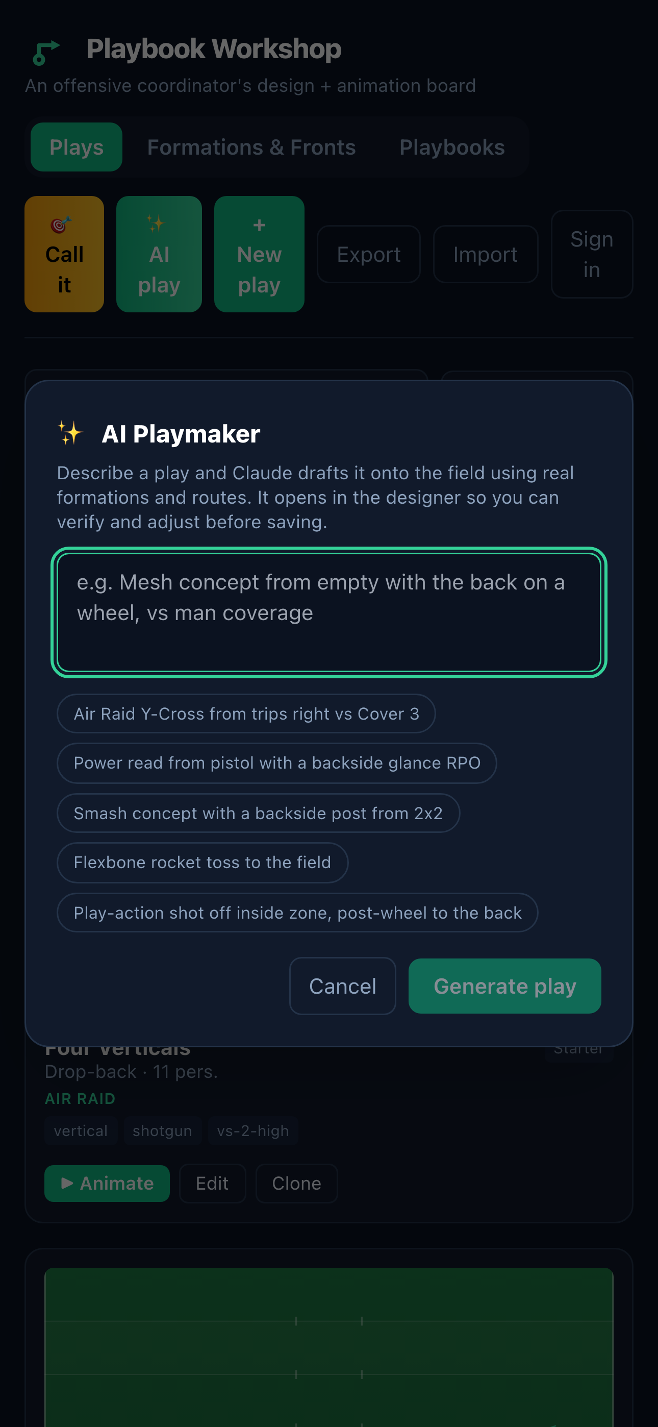 AI Playmaker on iPhone